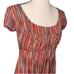IZ Byer California Women’s Dress Size L Orange Pink Plaid Geometric Made In USA